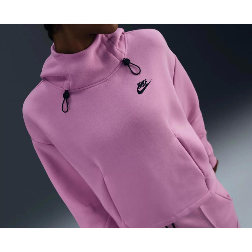 $130 Nike Sportswear Tech Fleece Women's oversize pink  Hoodie Flax FV6322 Sz S
